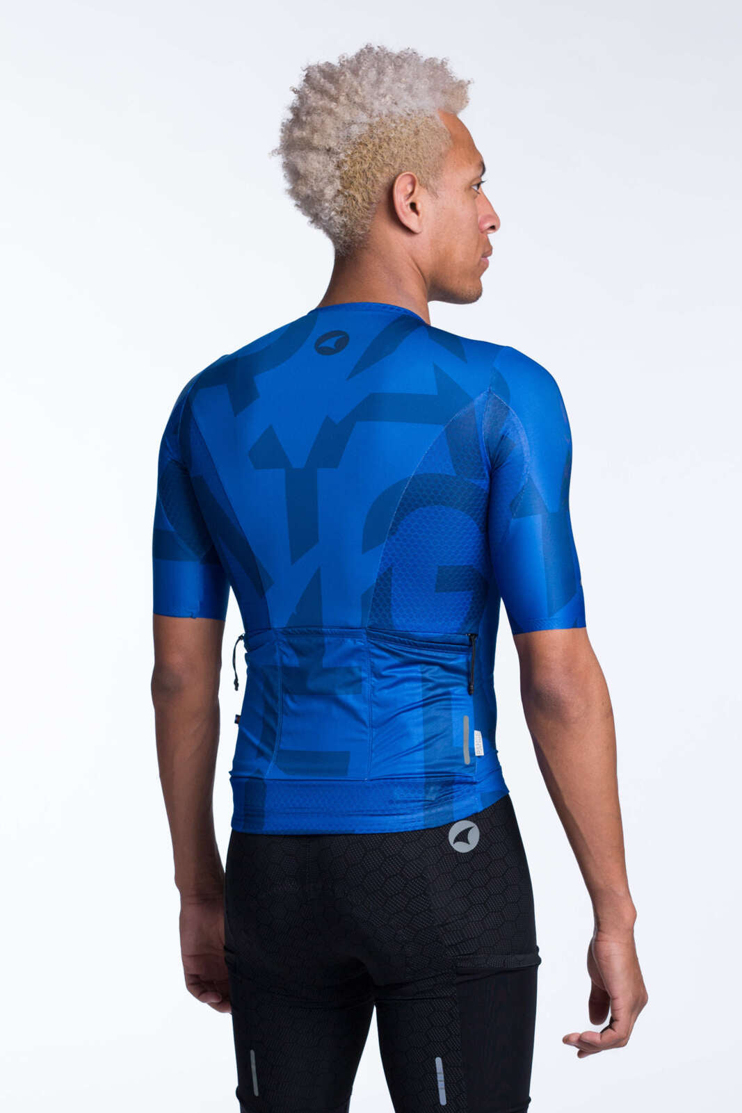 Men's Blue Cargo Cycling Jersey - Back View