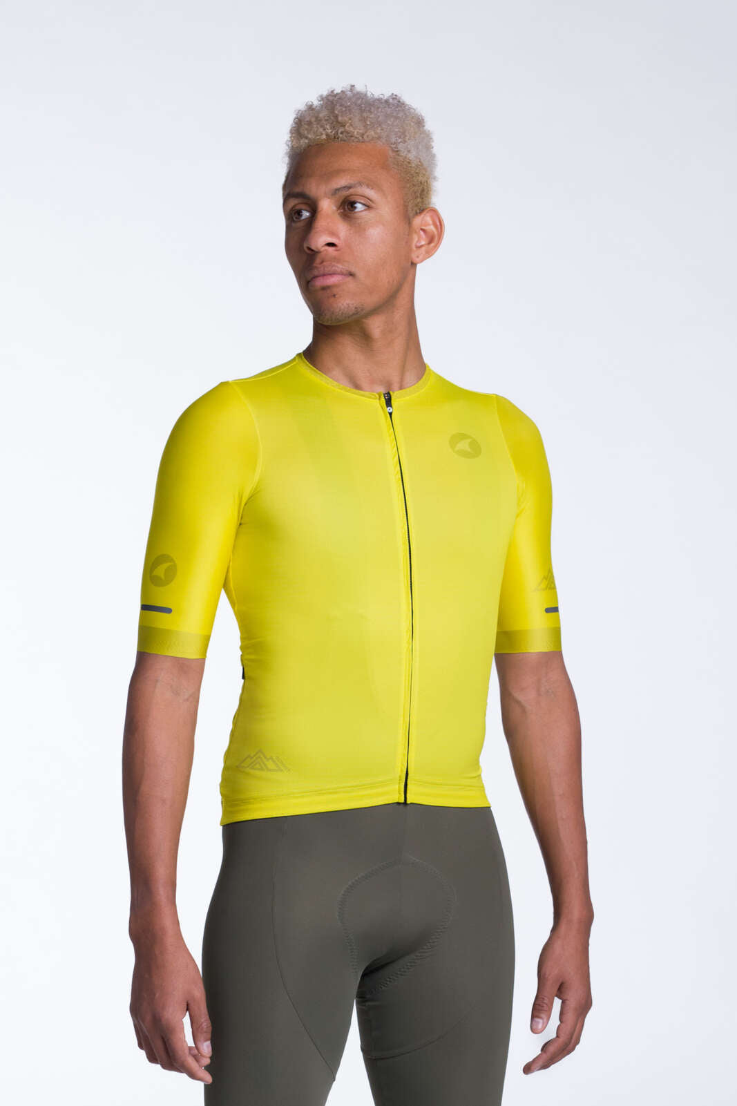 Men's Yellow Aero Cycling Jersey - Summit Front View