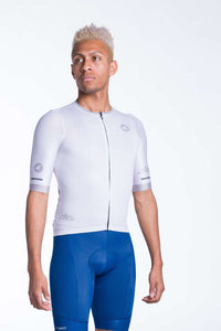 Men's White Aero Cycling Jersey - Summit Front View