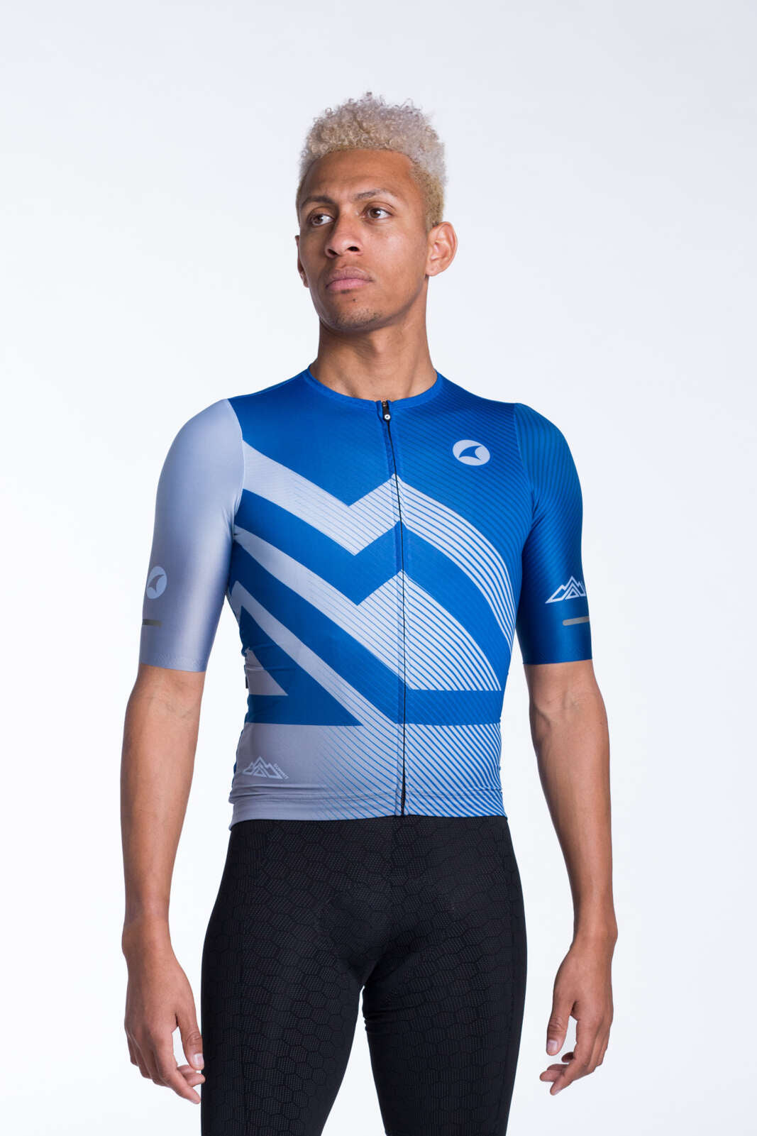 Men's Blue Aero Cycling Jersey - Summit Pitch Front View