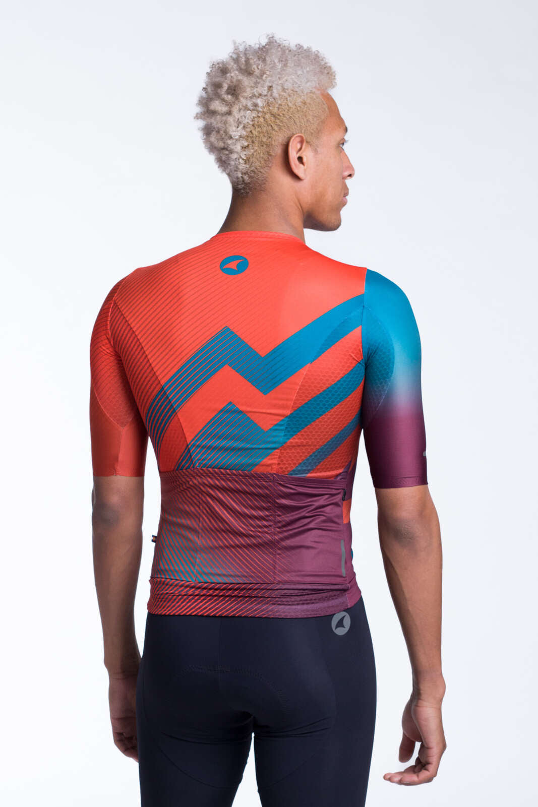 Men's Red Aero Cycling Jersey - Summit Pitch Back View