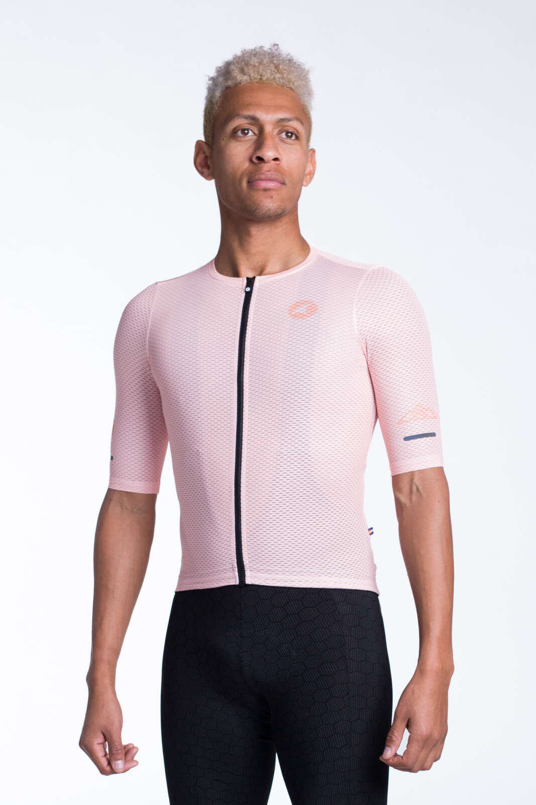 Men's Light Pink Aero Mesh Cycling Jersey - Front View