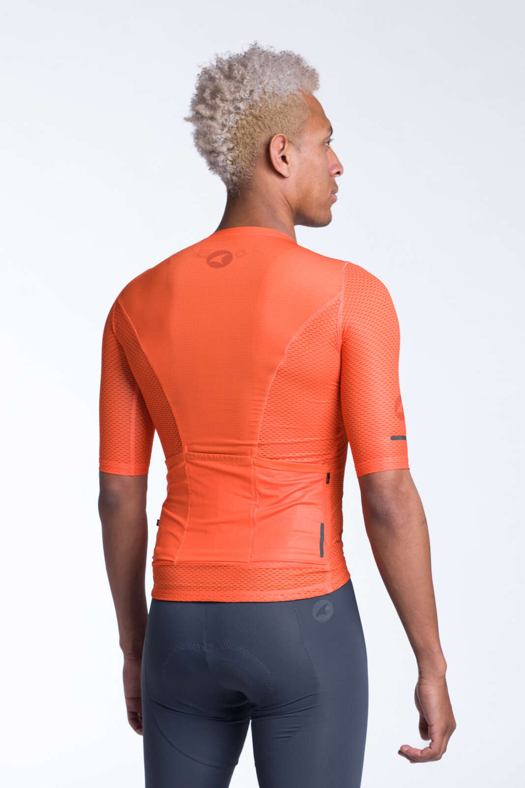 Men's Red Orange Aero Mesh Cycling Jersey - Back View