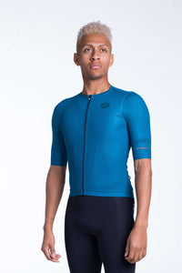 Men's Teal Aero Mesh Cycling Jersey - Front View