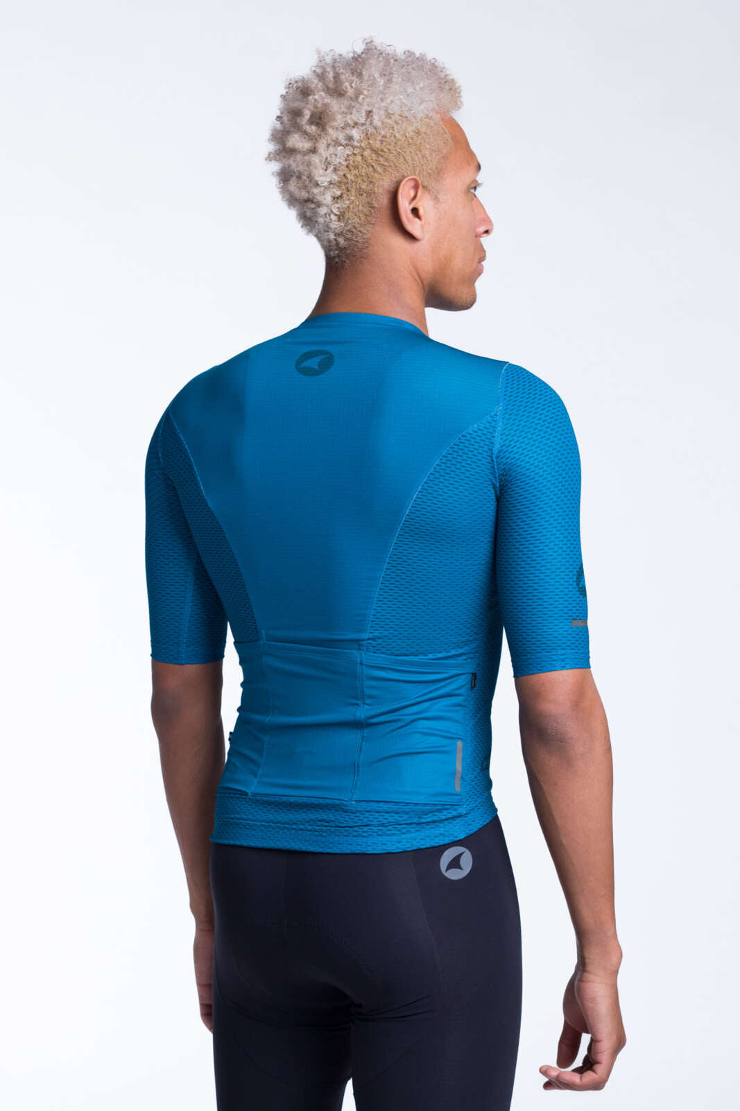 Men's Teal Aero Mesh Cycling Jersey - Back View