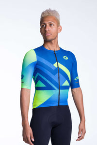 Men's Aero Mesh Cycling Jersey - Synth Blue Front View