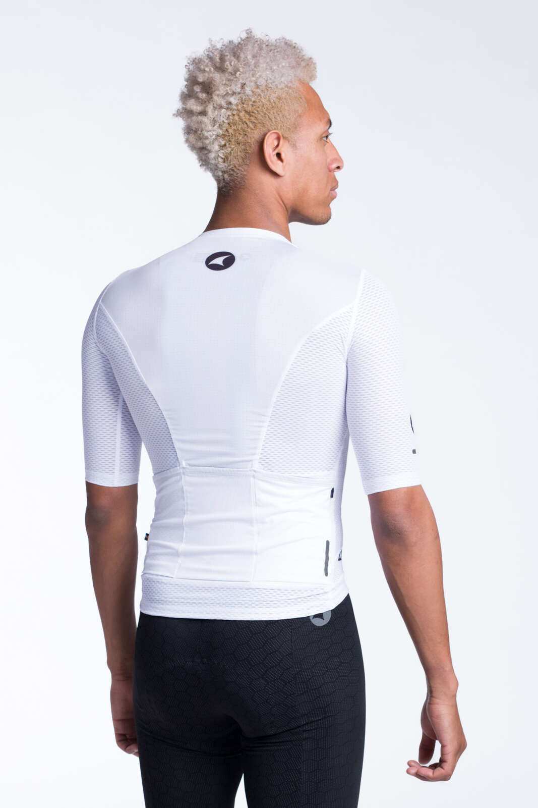 Men's White Aero Mesh Cycling Jersey - Back View