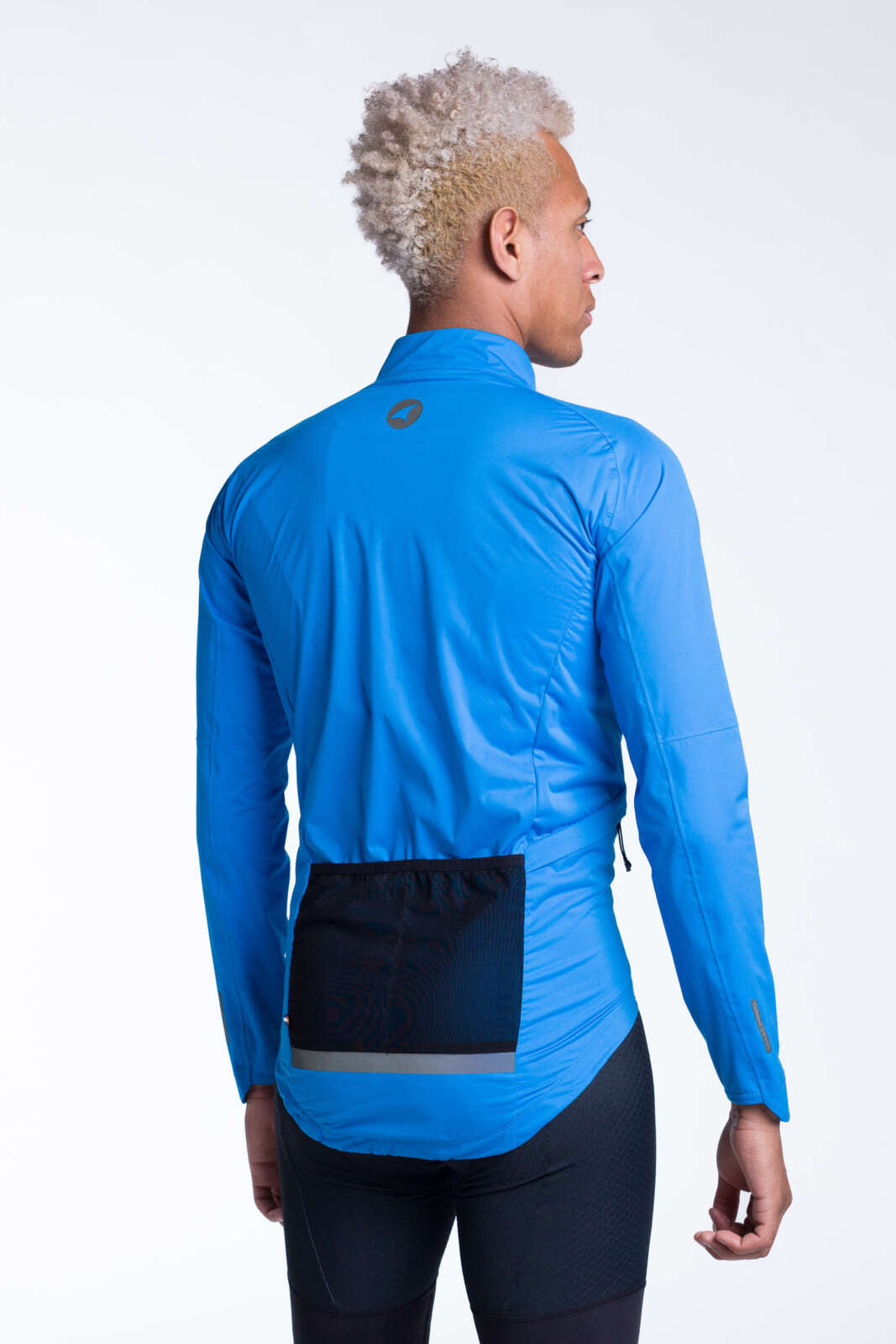 Men's Blue Waterproof Cycling Rain Jacket - Back View