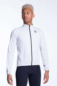 Men's White Packable Cycling Wind Jacket  - Front View