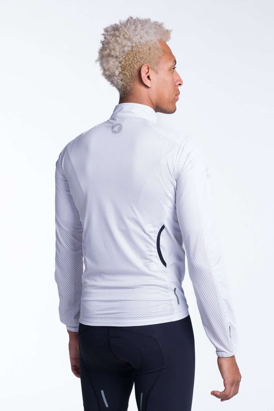 Men's White Packable Cycling Wind Jacket  - Back View