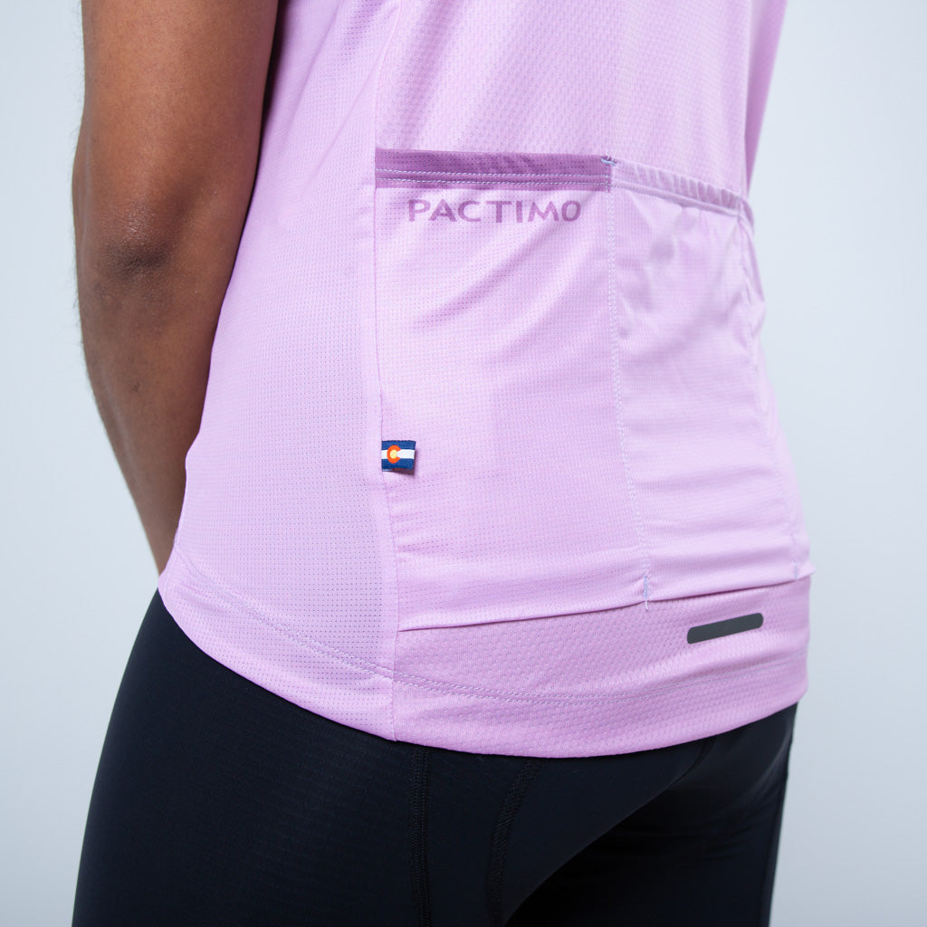 Women's Sleeveless Cycling Jersey Back Pocket Detail #color_lilac