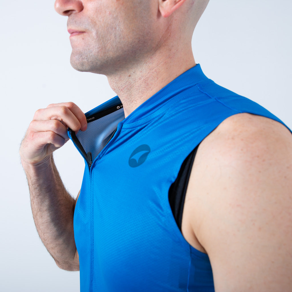 Men's Sleeveless Cycling Jersey - Zipper Detail #color_blue