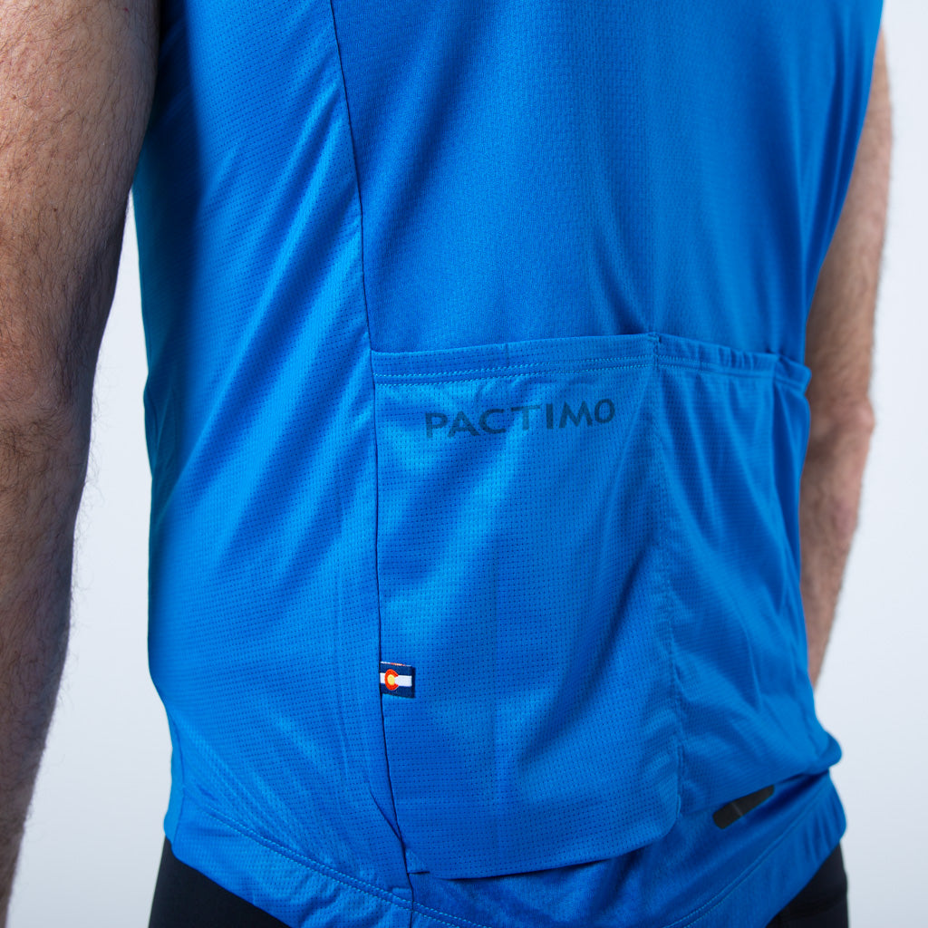 Men's Sleeveless Cycling Jersey - Back Pocket Detail #color_blue