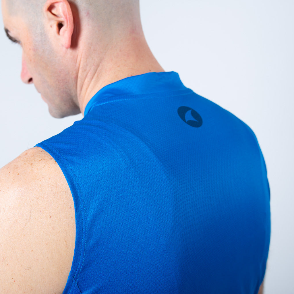 Men's Sleeveless Cycling Jersey - Fabric Detail #color_blue