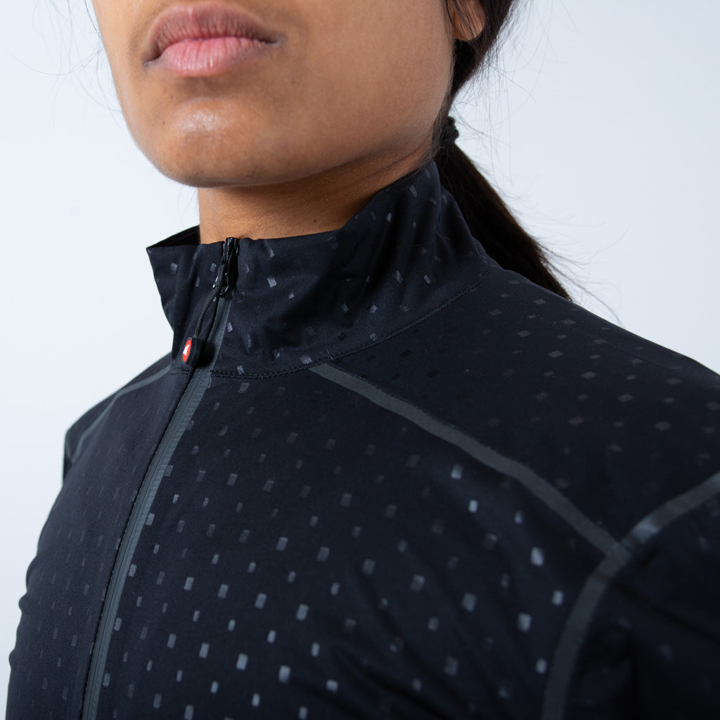  Breathable Waterproof Cycling Jacket For Women - Collar Detail #color_black