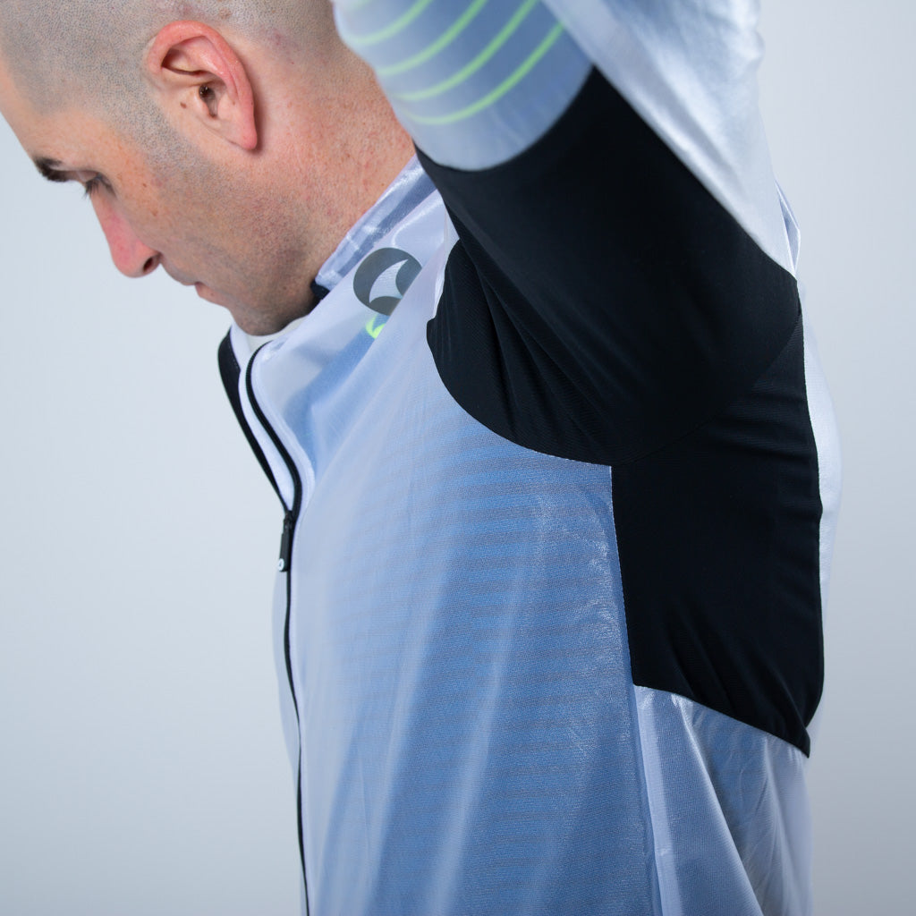 Men's Lightweight Cycling Rain Jacket Underarm Breathability #color_clear-black