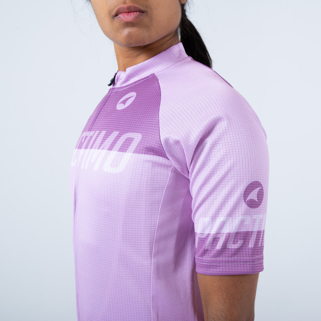 Loose Fit Cycling Jersey for Women Sleeve Details #color_lilac