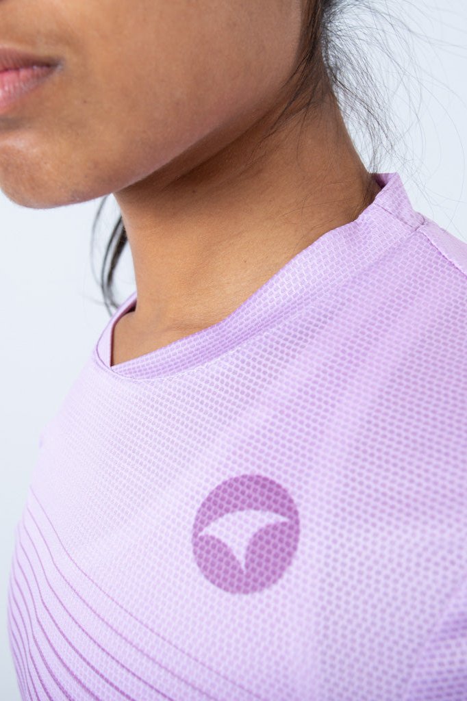 Women's Long Sleeve Running Shirt - Collar #color_lilac