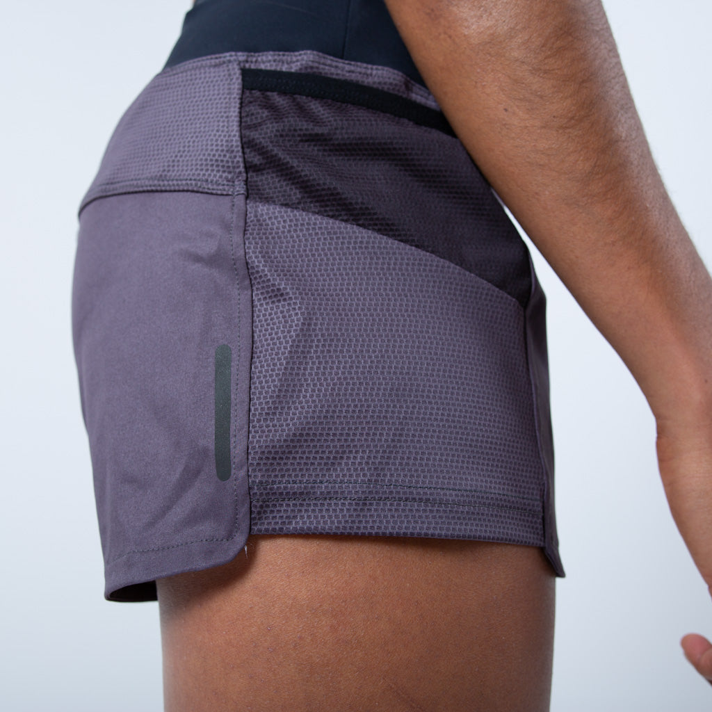 Women's Charcoal Running Shorts - Fabric Detail