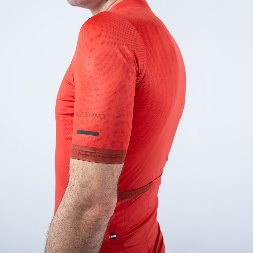 Summer Cycling Jersey For Men On Body Sleeve Detail #color_garnet