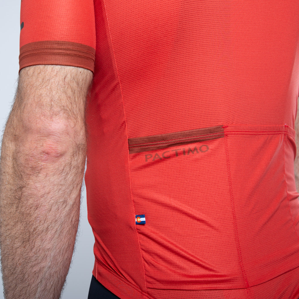 Summer Cycling Jersey For Men On Body Back Pocket #color_garnet