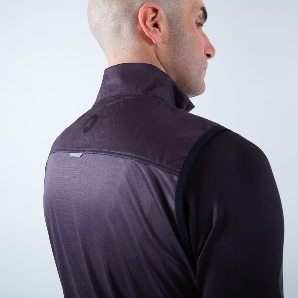 Men's Cool Weather Cycling Vest With Pockets Reflective Tab Detail #color_charcoal