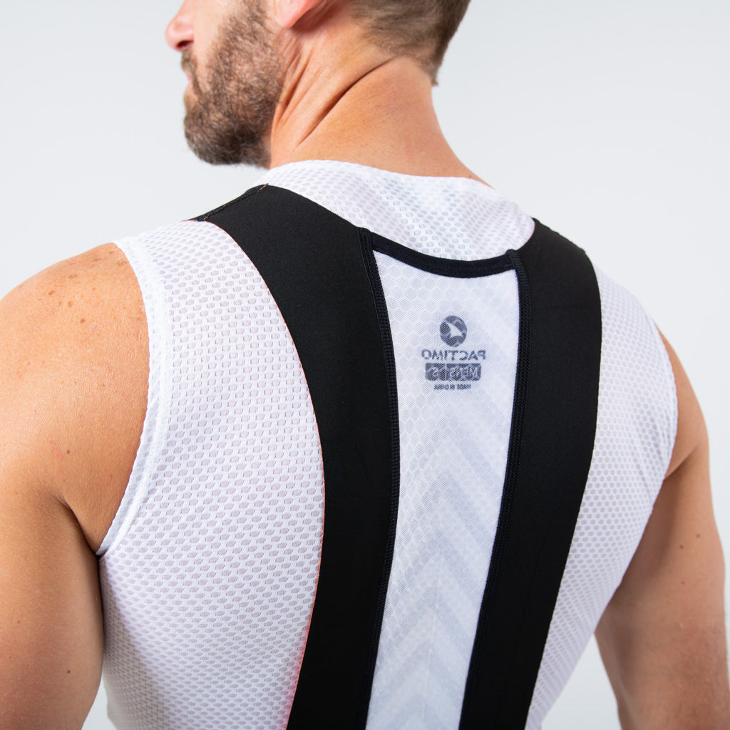 Men's Raw Edge Cut Cycling Bib Shorts - Back Upper Detail