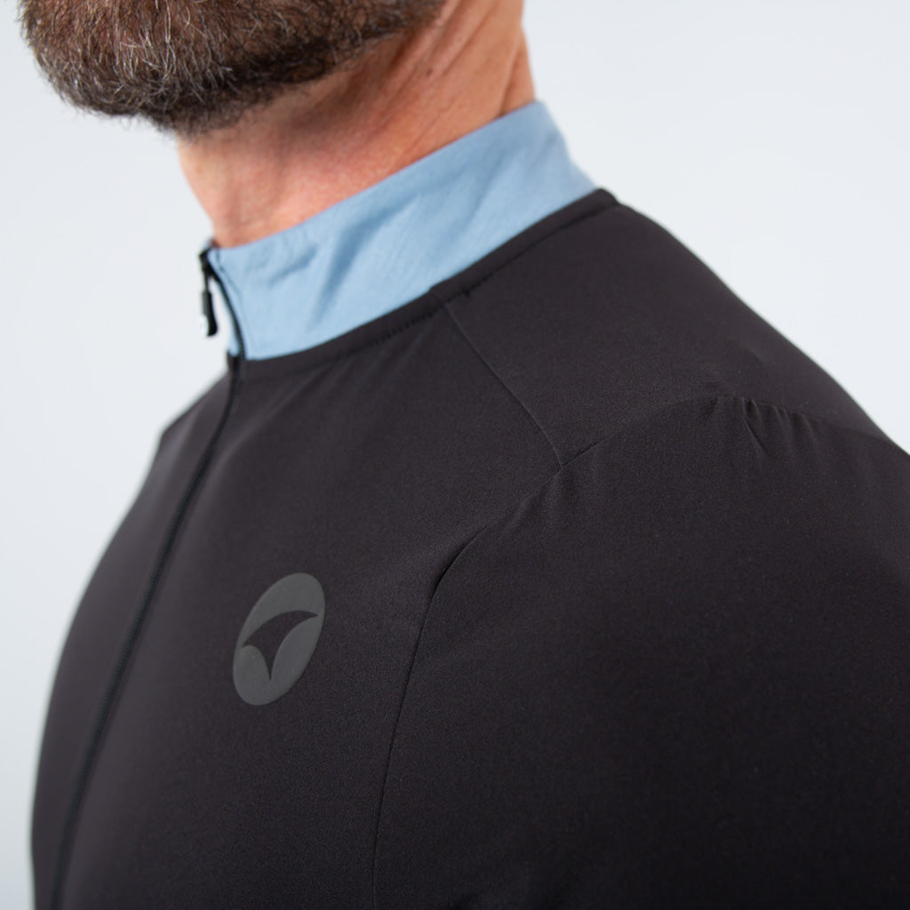 Men's Wind Resistant Long Sleeve Cycling Jersey - Collar Detail 