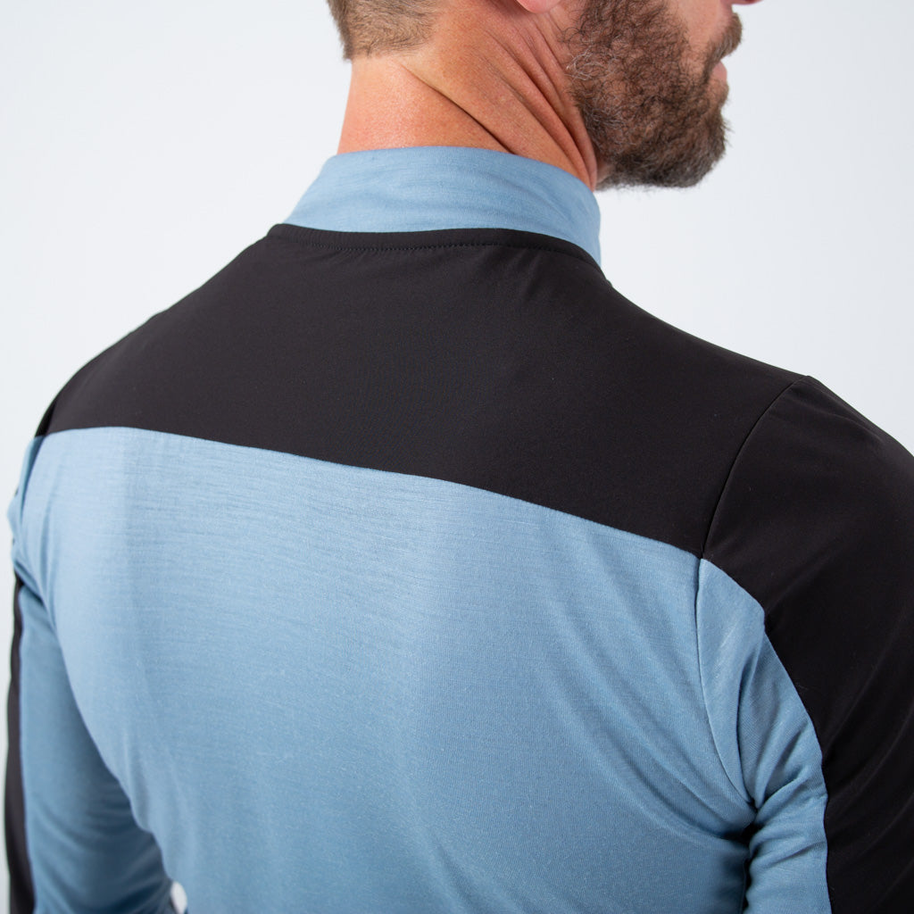 Men's Wind Resistant Long Sleeve Cycling Jersey - Back Shoulder Detail 