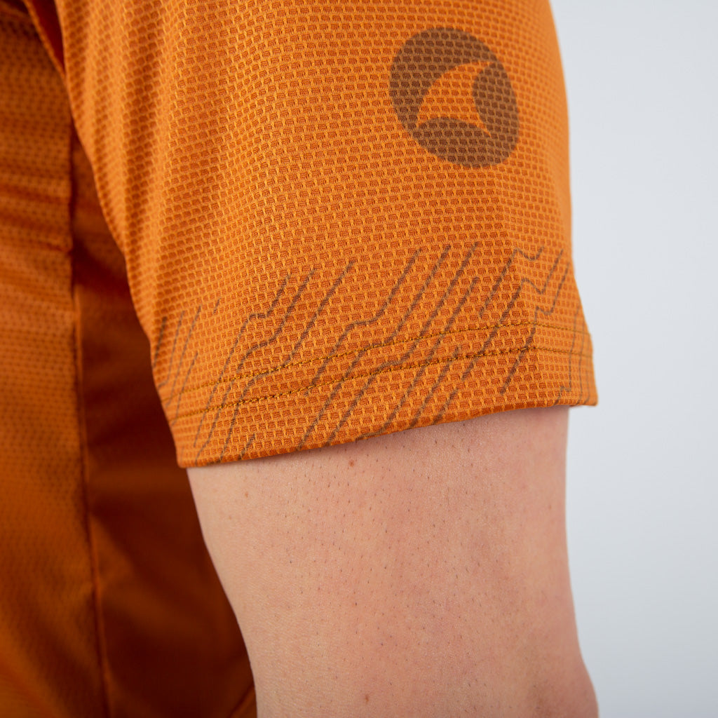 Best MTB Jersey for Men - sleeve detail #color_rust