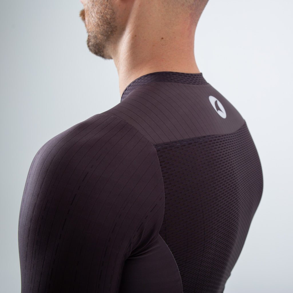 Best Triathlon Tops for Men - Back Fabric Detail #color_charcoal