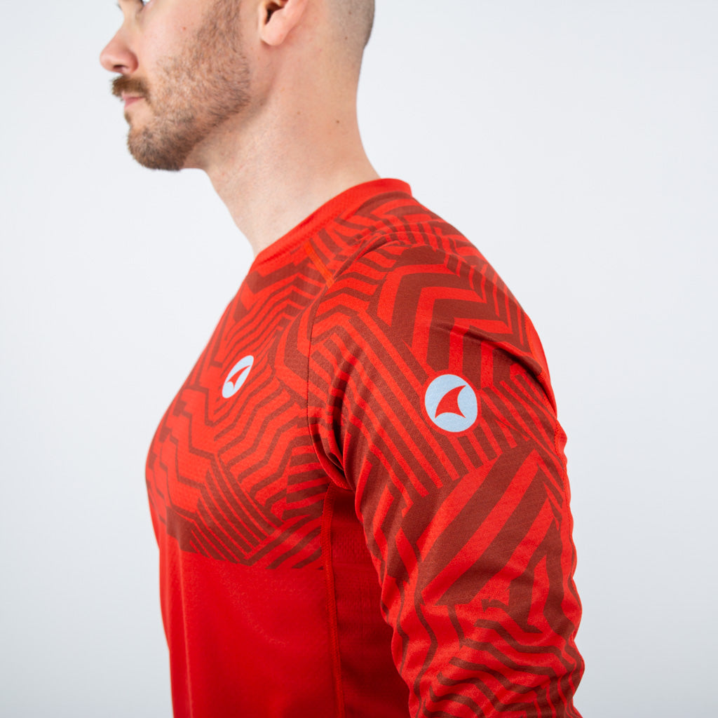 Mens Mountain Bike Jersey - Fabric Detail Terrain #color_garnet