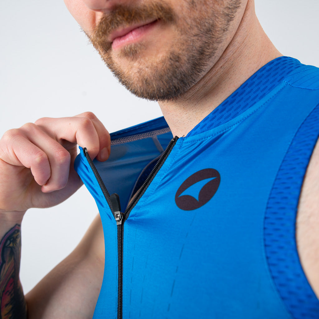 Sleeveless Triathlon Tops for Men - Zipper #color_blue