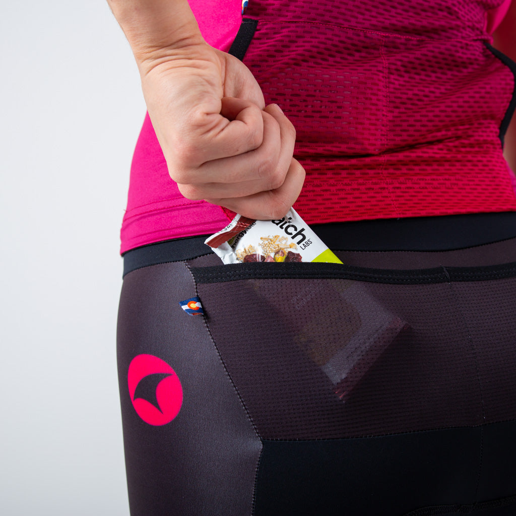 Womens Triathlon Shorts - Back Pockets #color_orchid