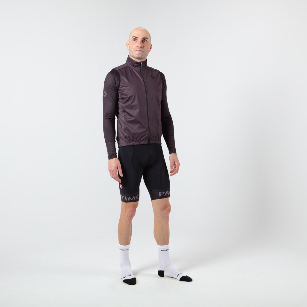 Men's Cool Weather Cycling Vest With Pockets On Body Front Right #color_charcoal