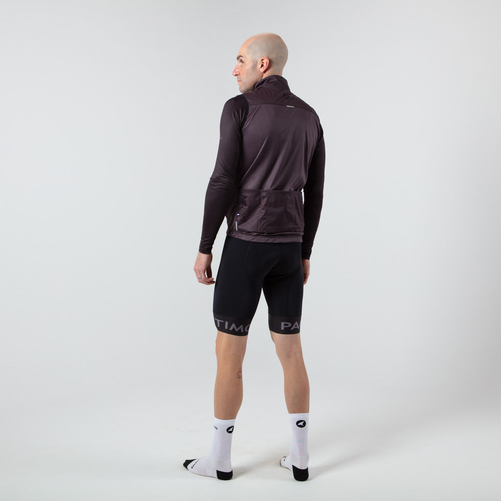 Men's Cool Weather Cycling Vest With Pockets On Body Back #color_charcoal