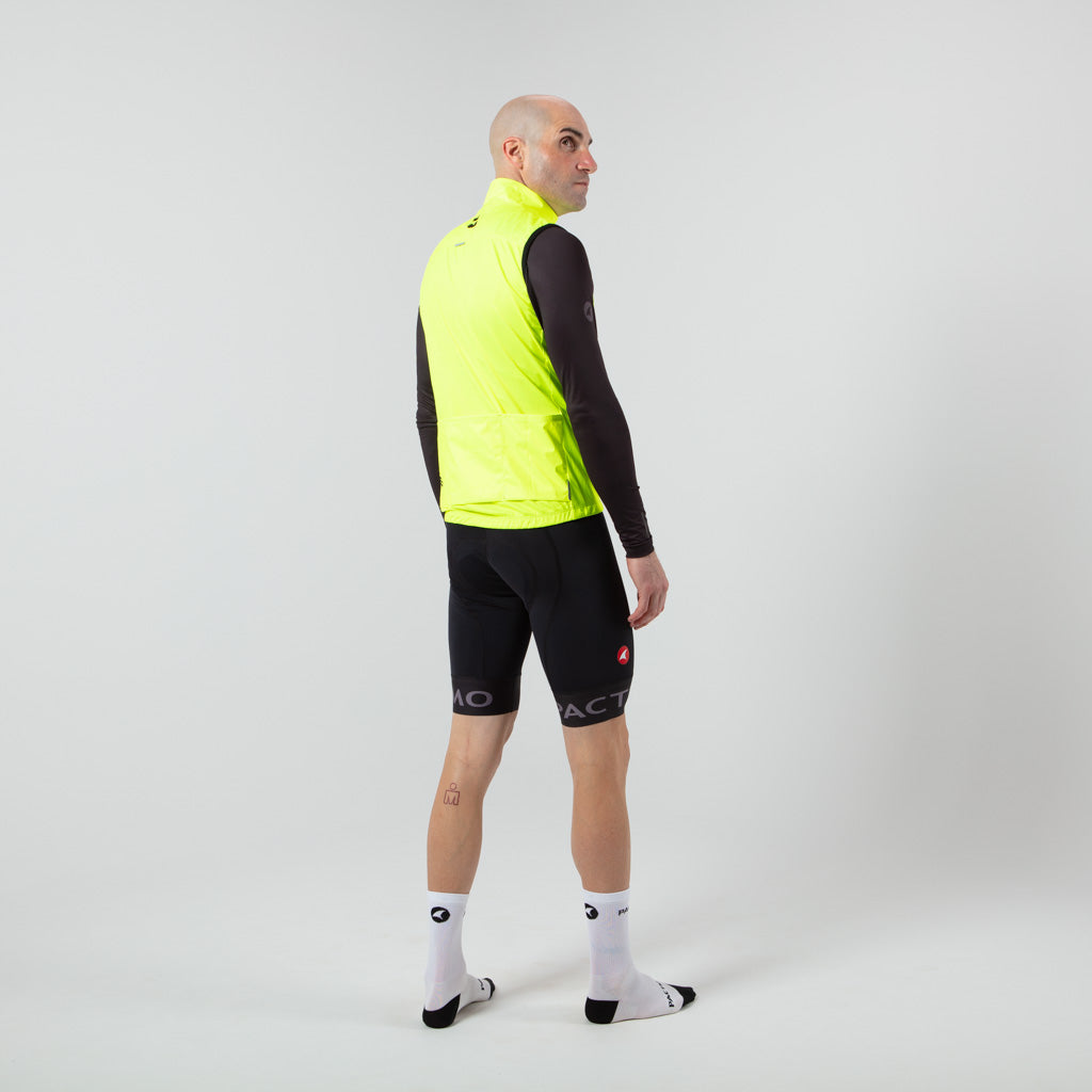 Men's Cool Weather Cycling Vest With Pockets On Body Back #color_manic-yellow
