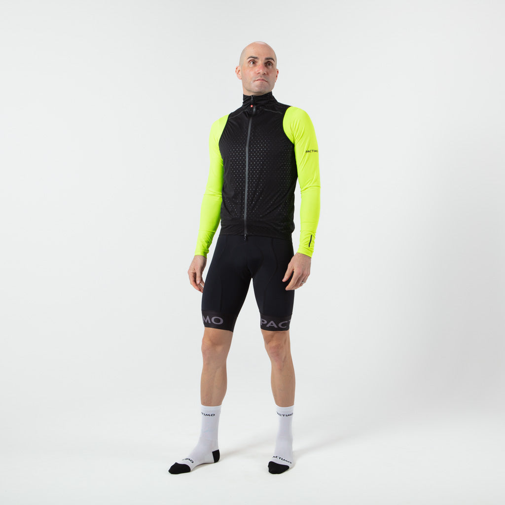 Waterproof Cycling Rain Vest for Men on body Front View #color_black