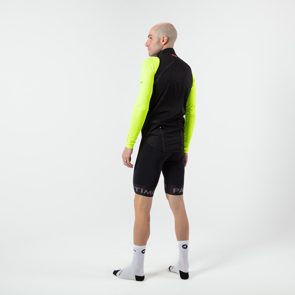 Waterproof Cycling Rain Vest for Men on body Back View #color_black