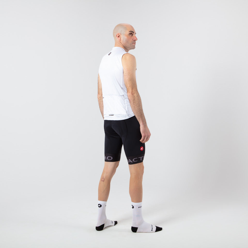 Men's Sleeveless Cycling Jersey On Body Back View #color_white