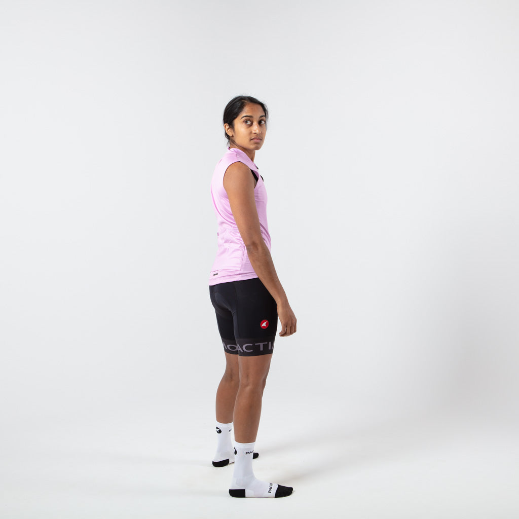 Women's Sleeveless Cycling Jersey on body Side View #color_lilac