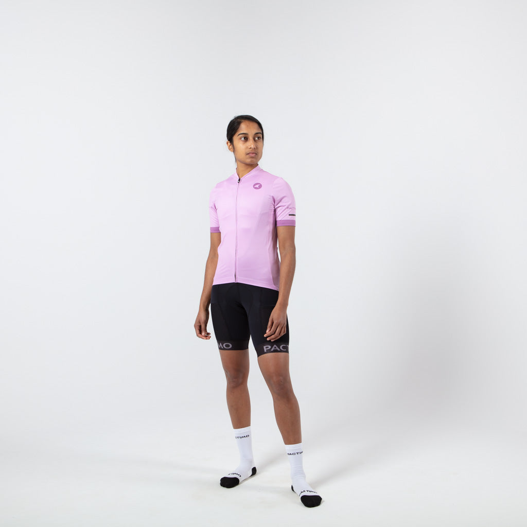 Womens Bike Jersey On Body Front View #color_lilac