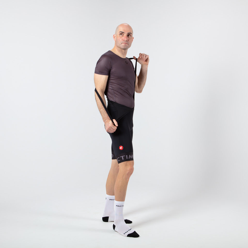 Men's Lightweight Short Sleeve Cycling Base Layer - On Body Right Side View #color_charcoal