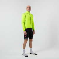  Breathable Waterproof Cycling Jacket For Men on body Front Right View #color_manic-yellow 