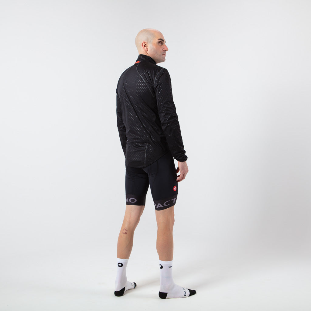 Breathable Waterproof Cycling Jacket For Men on body Back Rigth View #color_black