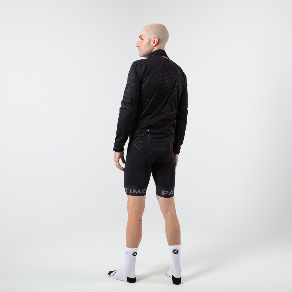 Breathable Waterproof Cycling Jacket For Men on body Back View #color_black