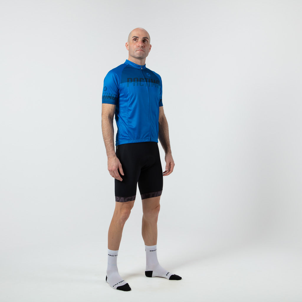 Loose Fit Cycling Jersey for Men On Body Side View #color_blue