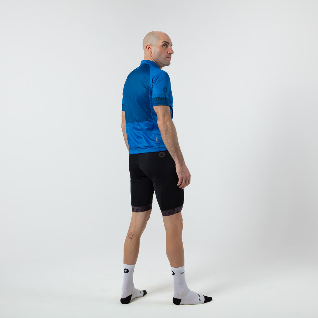 Loose Fit Cycling Jersey for Men On Body Right View #color_blue