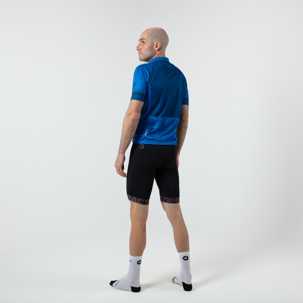 Loose Fit Cycling Jersey for Men On Body Left View #color_blue