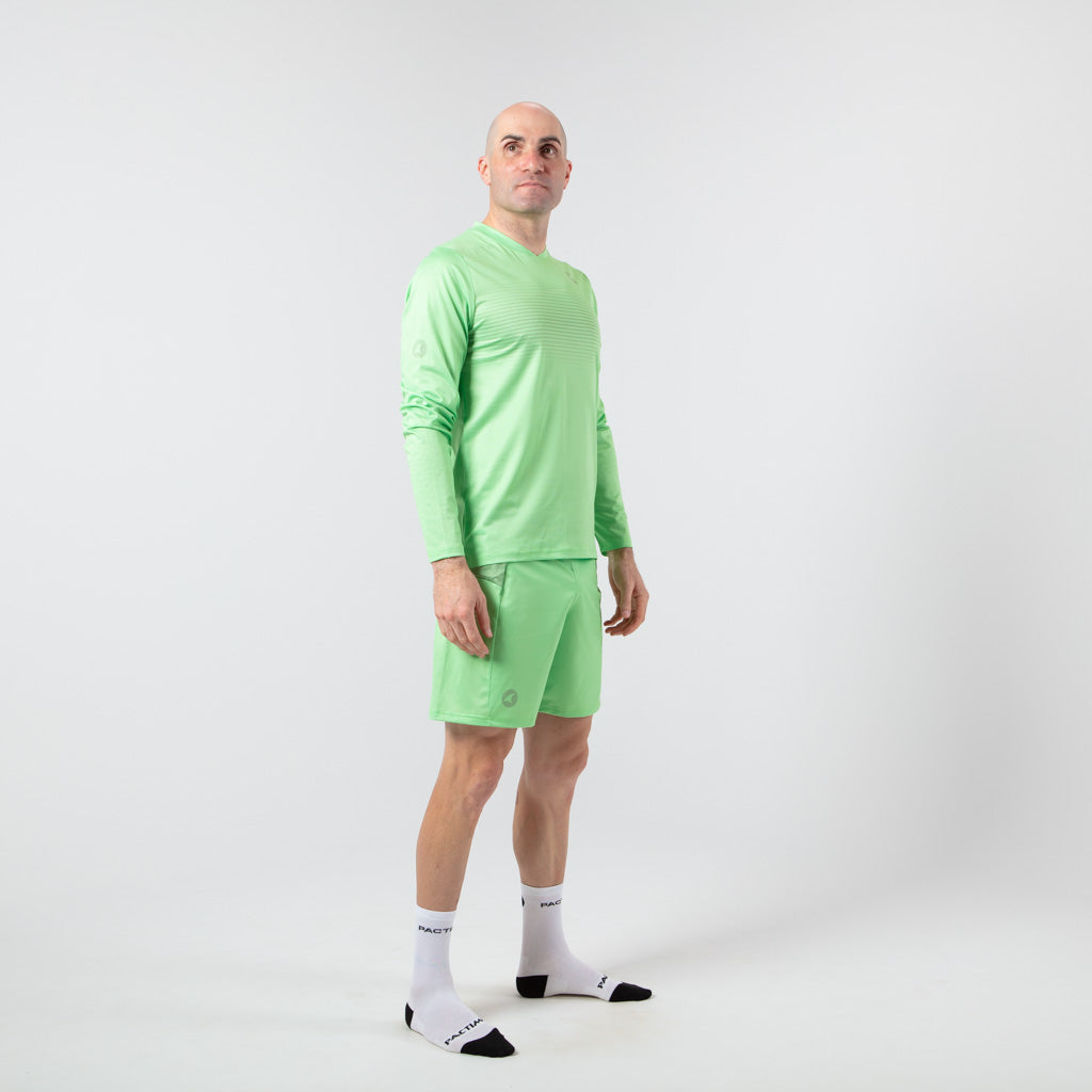 Men's Long Sleeve Running Shirt - on body Right View #color_washed-lime